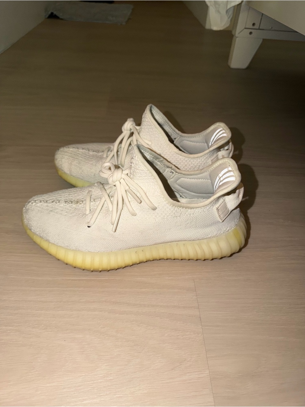 YEEZY Cream Knit Low-Top Sneakers with Yellowed Sole